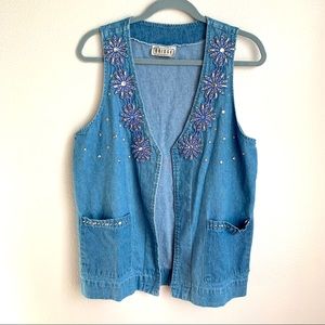 Bridge VGT Denim Embellished Western Vest